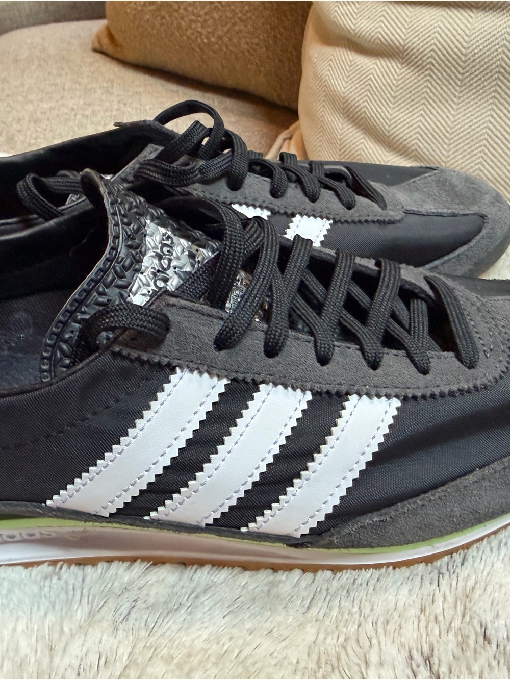 adidas Black White Retro Three-Stripe Athletic Sneakers